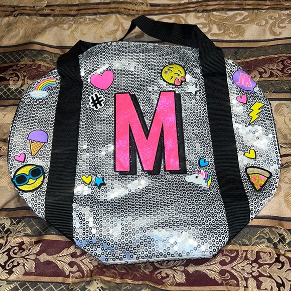Justice Bags Justice Sequin Letter M Barrel Duffle Bag Poshmark